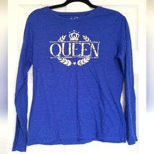 💙 The Children’s Place “Queen” Long Sleeve Shirt – Royal Blue | Size Large 👑